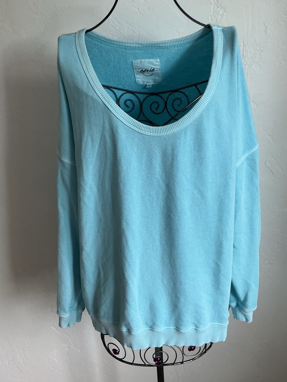 aerie Pastel Blue Scoop Neck Pullover Sweatshirt